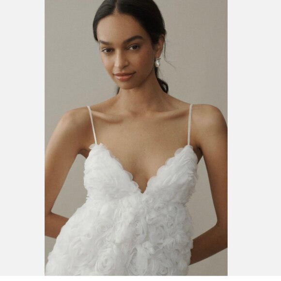 Brand New Anthropologie BHLDN V-Neck Tulle Rosette Mini Dress - Picture 5 of 12